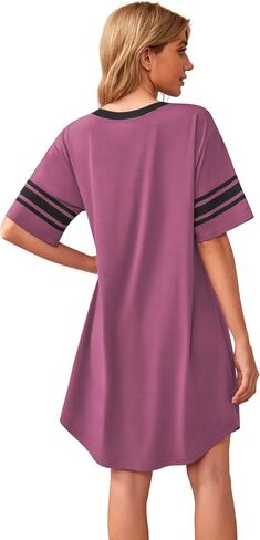 WEACZZY Nightgowns for Women Soft Sleep Shirt V Neck Short Sleeve Loungewear Loose Comfy NightShirts in Kuwait