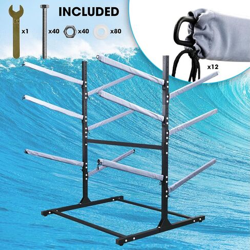Adjustable Kayak Rack, Sup Storage Stand, Weatherproof Canoe Holder, Heavy Duty Paddleboard Bracket, Anti-Rust Surfboard Bracket, Kayak Wall Mount for Outdoor Organizer - 4 Levels in Saudi Arabia