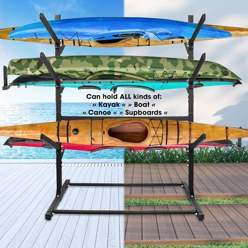 Adjustable Kayak Rack, Sup Storage Stand, Weatherproof Canoe Holder, Heavy Duty Paddleboard Bracket, Anti-Rust Surfboard Bracket, Kayak Wall Mount for Outdoor Organizer - 4 Levels in Saudi Arabia
