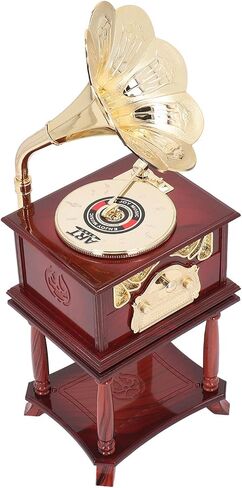 مربع موسيقى Gramophone ، التماثيل الصوتية للموسيقى ، مربع موسيقى المجوهرات الرجعية ، مربع موسيقى المجوهرات ، هدية عيد ميلاد سطح المكتب المنزلي (غراموفون بني مع قاعدة) in Saudi Arabia