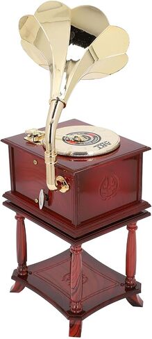 مربع موسيقى Gramophone ، التماثيل الصوتية للموسيقى ، مربع موسيقى المجوهرات الرجعية ، مربع موسيقى المجوهرات ، هدية عيد ميلاد سطح المكتب المنزلي (غراموفون بني مع قاعدة) in Saudi Arabia