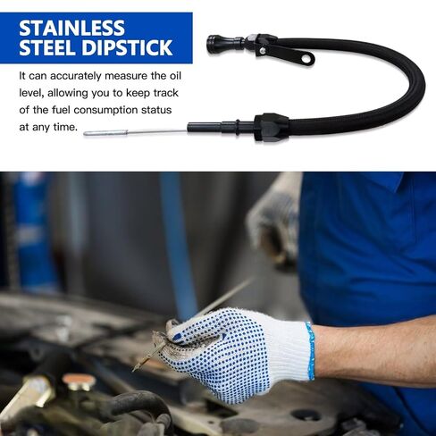 ملاءمة لمحرك Truck LS المرن الزهر الأسود dipstick الألومنيوم المقاوم للصدأ 4.8 5.3 6.0 جديد in Kuwait