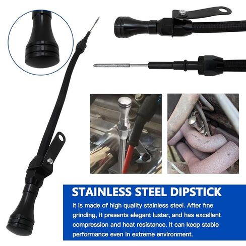 ملاءمة لمحرك Truck LS المرن الزهر الأسود dipstick الألومنيوم المقاوم للصدأ 4.8 5.3 6.0 جديد in Kuwait