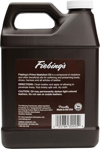 Fiebing's Prime Neatsfoot Oil 32 Fl Oz - Leather Conditioner & Preservative with Synthetic & Natural Animal Oil - Waterproof, Soften, Restore & Strengthen Leathercraft Shoe, Boot, Saddle, Couch, Purse in Saudi Arabia