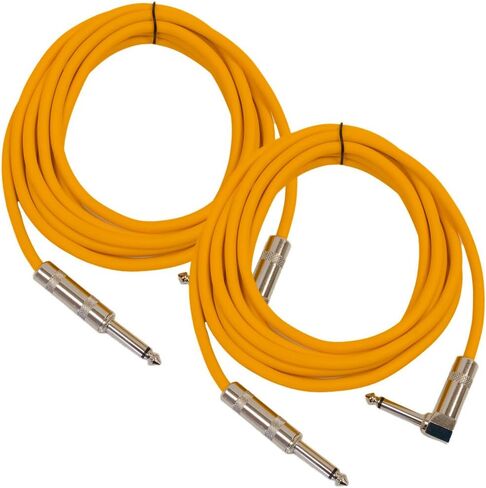Seismic Audio - SAGC10R-White-2Pack - 2 Pack of 10 Foot White 1/4 Inch TS Right Angle to Straight Guitar Cables 10' Instrument 1/4" Guitar Cords in Saudi Arabia