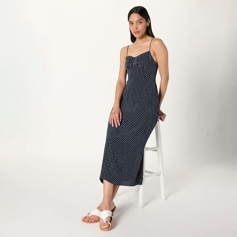 The Drop Women's Linea Spaghetti Strap Maxi Dress with Front Slit in Saudi Arabia