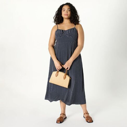 The Drop Women's Linea Spaghetti Strap Maxi Dress with Front Slit in Saudi Arabia