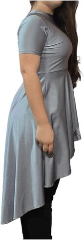 Women´s Short Sleeve Round Neck Ruffle Tunic Blouse With Asymmetrical Irregular Hem in Kuwait