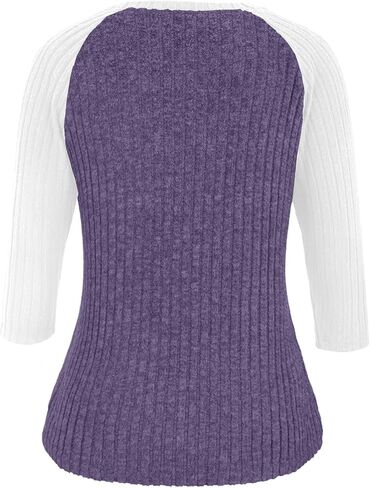 Heymiss Womens Sweaters 3/4 Sleeve Shirts Lightweight Loose Casual Blouses Color Block Tunic Tops in Kuwait