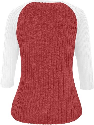 Heymiss Womens Sweaters 3/4 Sleeve Shirts Lightweight Loose Casual Blouses Color Block Tunic Tops in Kuwait