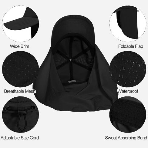 M/L/XL/XXL Waterproof UPF50+ Sun Hats with Neck Flap for Men Women Light Fishing Hat Cool Baseball Cap for Hiking Beach in Saudi Arabia