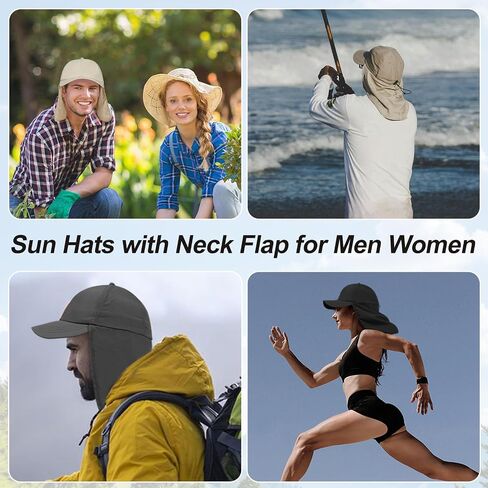 M/L/XL/XXL Waterproof UPF50+ Sun Hats with Neck Flap for Men Women Light Fishing Hat Cool Baseball Cap for Hiking Beach in Saudi Arabia