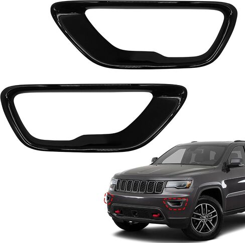 TOPUS Fog Light Covers for Jeep Grand Cherokee 2017-2021 Limited、Laredo、Overland Driver and Passenger Side Fog Lamp Bezel Replacement(Glossy Black) in Saudi Arabia