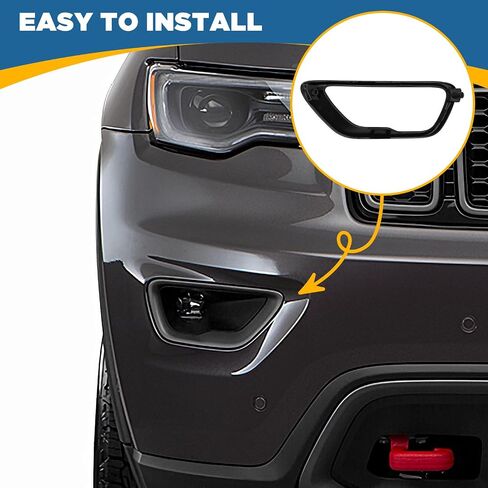 TOPUS Fog Light Covers for Jeep Grand Cherokee 2017-2021 Limited、Laredo、Overland Driver and Passenger Side Fog Lamp Bezel Replacement(Glossy Black) in Saudi Arabia