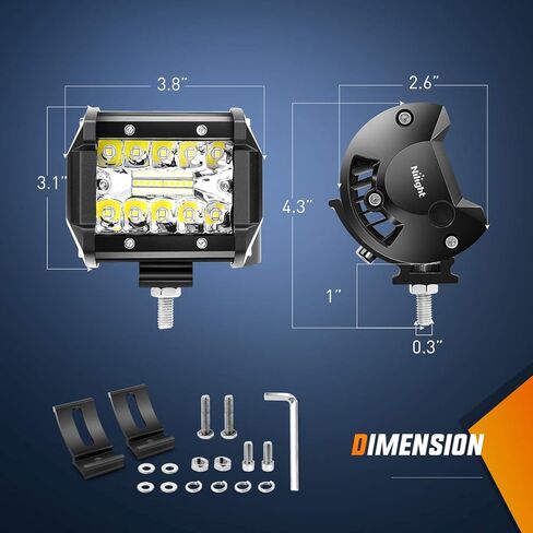 Nilight Led Pods 4Inch 60W Flood Spot Combo Off Road Driving Fog Light Bar Work Lighting for Truck Tractor Pickup Boat SUV ATV UTV 4WD Car 4x4 Van Camper Motorcycle Dirt Bike Golf Cart 12V 24V in Saudi Arabia