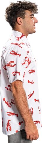 Lobster Shirt Button Up White Short Sleeve Kramer Halloween Costume Men’s Hawaiian Shirts Cosplay in Saudi Arabia