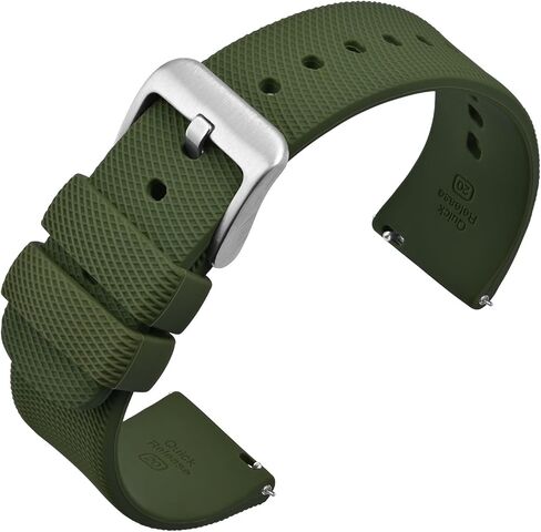 ANNEFIT Silicone Watch Bands for Men Women, Soft Rubber Watch Strap with Quick Release, Band Width 14mm with Silver Buckle (Army Green) in Kuwait