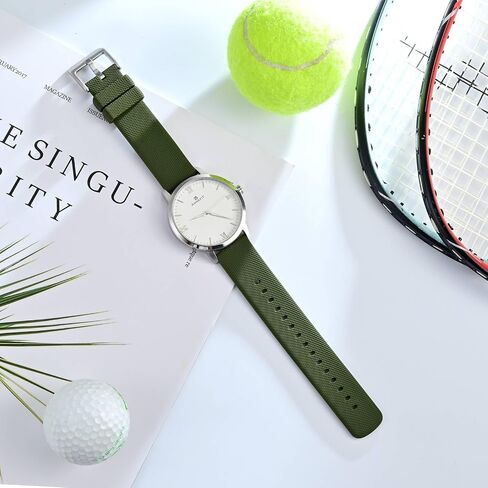 ANNEFIT Silicone Watch Bands for Men Women, Soft Rubber Watch Strap with Quick Release, Band Width 14mm with Silver Buckle (Army Green) in Kuwait