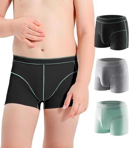 Carer Washable Incontinence Underwear for Boys with Front Absorbency 80ml Kids Incontinence Boxer Briefs Reusable Cotton Leak Proof Underwear for Teen Boys Age 4-18, 3pk L (2 Black, 1 Gray) in Saudi Arabia