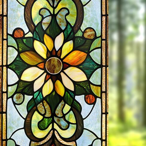 Nuxovilar Stained Glass Vintage Floral Window Film, 17.7×39.4inch, Intricate Pattern Static Cling for Privacy & Decor (Frosted) in Saudi Arabia