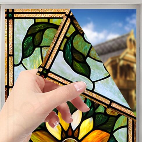 Nuxovilar Stained Glass Vintage Floral Window Film, 17.7×39.4inch, Intricate Pattern Static Cling for Privacy & Decor (Frosted) in Saudi Arabia