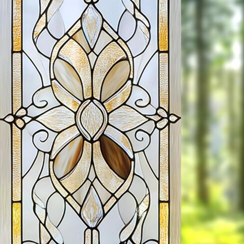 Nuxovilar Stained Glass Vintage Floral Window Film, 17.7×39.4inch, Intricate Pattern Static Cling for Privacy & Decor (Frosted) in Saudi Arabia