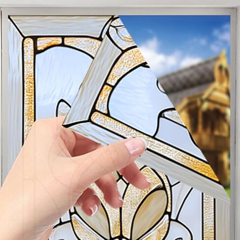 Nuxovilar Stained Glass Vintage Floral Window Film, 17.7×39.4inch, Intricate Pattern Static Cling for Privacy & Decor (Frosted) in Saudi Arabia