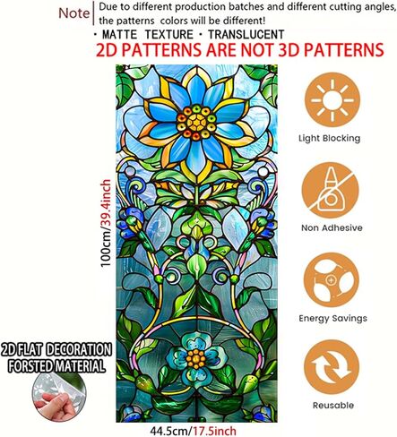 فيلم نافذة الزجاج المصنوع من الزجاج الملون Nuxovilar ، 17.7 × 39.4inch ، تمسك بنسط ثابت للخصوصية والديكور (Frosted) in Kuwait