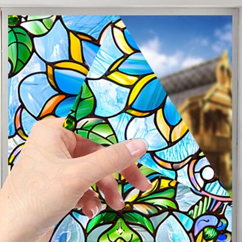 فيلم نافذة الزجاج المصنوع من الزجاج الملون Nuxovilar ، 17.7 × 39.4inch ، تمسك بنسط ثابت للخصوصية والديكور (Frosted) in Kuwait