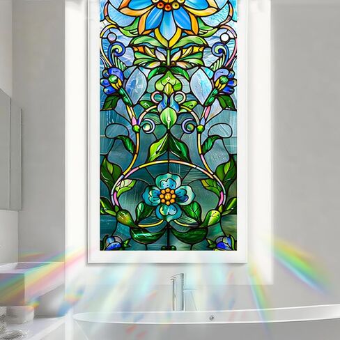 فيلم نافذة الزجاج المصنوع من الزجاج الملون Nuxovilar ، 17.7 × 39.4inch ، تمسك بنسط ثابت للخصوصية والديكور (Frosted) in Kuwait