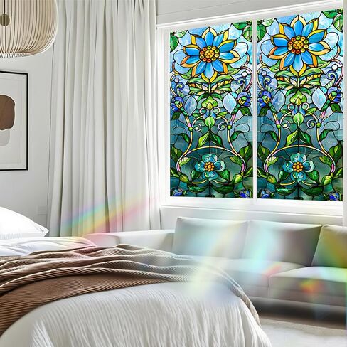 فيلم نافذة الزجاج المصنوع من الزجاج الملون Nuxovilar ، 17.7 × 39.4inch ، تمسك بنسط ثابت للخصوصية والديكور (Frosted) in Kuwait