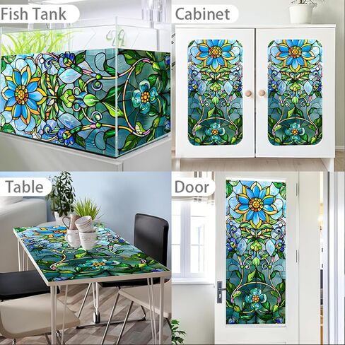 فيلم نافذة الزجاج المصنوع من الزجاج الملون Nuxovilar ، 17.7 × 39.4inch ، تمسك بنسط ثابت للخصوصية والديكور (Frosted) in Kuwait