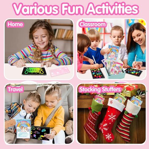 ZMLM Rainbow Scratch Party Favors Kids: Birthday Gifts Toy Bulk Scratch Art Notebook 24 Pack Birthday Goodie Bags Stuffers Girls Boys Art Craft Kit Pads Easter Classroom Prizes School in Kuwait