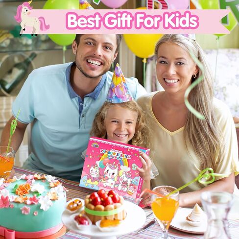 ZMLM Rainbow Scratch Party Favors Kids: Birthday Gifts Toy Bulk Scratch Art Notebook 24 Pack Birthday Goodie Bags Stuffers Girls Boys Art Craft Kit Pads Easter Classroom Prizes School in Kuwait