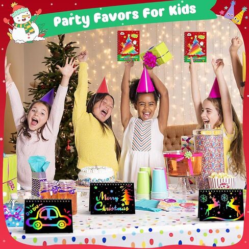 ZMLM Rainbow Scratch Party Favors Kids: Birthday Gifts Toy Bulk Scratch Art Notebook 24 Pack Birthday Goodie Bags Stuffers Girls Boys Art Craft Kit Pads Easter Classroom Prizes School in Kuwait
