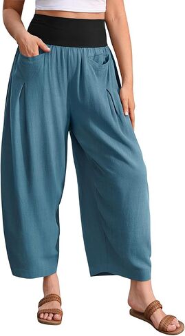 TARSE Women’s Linen Harem Pants Loose Fit Boho Casual Trousers Wide Leg Lounge Pants with Pockets in Saudi Arabia