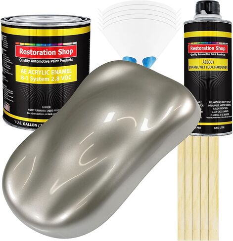 متجر الترميم - Iridium Silver Metallic Motallic Monic Monicel Paint - مجموعة طلاء غالون كاملة - مرحلة واحدة احترافية عالية اللمعان ، سيارة ، شاحنة ، طلاء المعدات ، 8: 1 نسبة المزيج 2.8 VOC in Kuwait