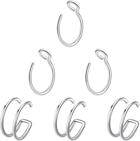 2-6 Pcs 18G 20G Nose Rings Hoops Nose Piercings Nose Piercing Jewelry Fake Nose Ring Fake Piercings Septum Double Hoop Nose Ring Hoop Lip Nose Rings for Women Clip On Helix Cartilage Hoop Earrings in Saudi Arabia