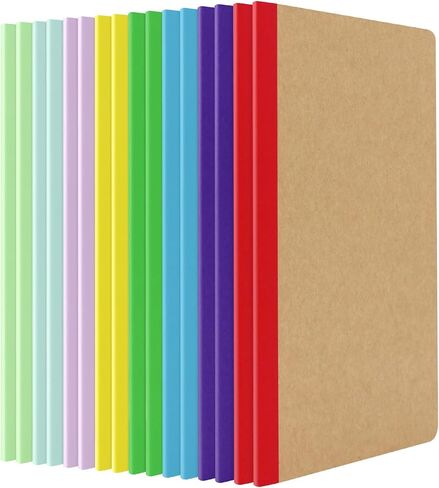 32 Pcs Kraft Notebooks Kraft Cover Lined Blank Wide Ruled Composition Book with Rainbow Spines 60 Pages 8.3 Inch * 5.5 Inch 8 Colors in Saudi Arabia