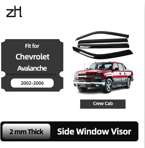 Fit for: Chevrolet Avalanche 2002 2003 2004 2005 2006 ؛ ZH Window Rain Guards - 2 مم من انحراف الرياح الرائحة على الشريط السميك للنوافذ الأمامية والخلفية ، وتصميم متين وأنيق ، ومجموعة من 4 in Saudi Arabia