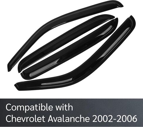Fit for: Chevrolet Avalanche 2002 2003 2004 2005 2006 ؛ ZH Window Rain Guards - 2 مم من انحراف الرياح الرائحة على الشريط السميك للنوافذ الأمامية والخلفية ، وتصميم متين وأنيق ، ومجموعة من 4 in Saudi Arabia