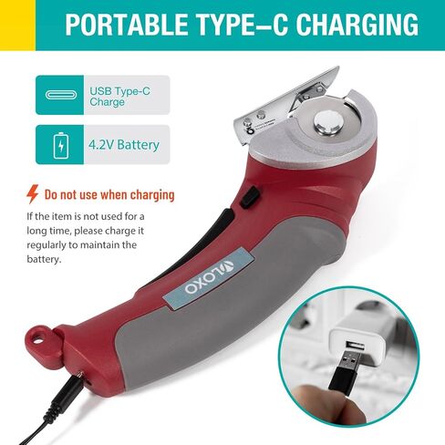 VLOXO Cordless Electric Scissors 4.2V Cardboard Cutter with Safety Lock | Lightweight Rechargeable Box Cutter for Cardboard Leather Carpet Crafts, Ideal for Arthritis and Limited Hand Strength, Grey in Saudi Arabia
