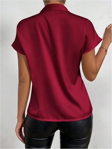 Milumia Women's Bow Tie Tie Mock Cap Cap Sleeve Satin Plouse Shirts in Saudi Arabia
