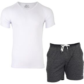 شورتات الصالة الرياضية الأطلس وألواح العظم الحزمة - كبيرة [رمادية داكنة قصيرة ، أبيض] in Kuwait