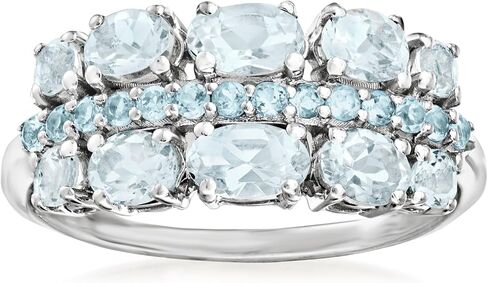 Ross-Simons 1.00 ct. t.w. Aquamarine and .20 ct. t.w. Swiss Blue Topaz Ring in Sterling Silver in Saudi Arabia