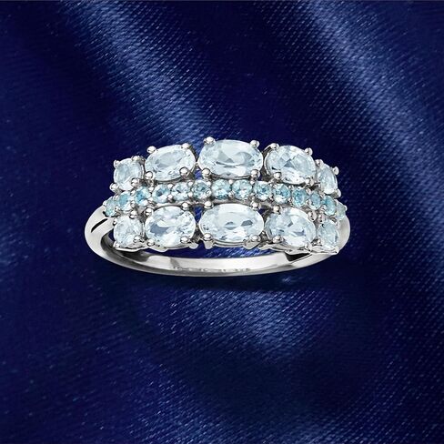 Ross-Simons 1.00 ct. t.w. Aquamarine and .20 ct. t.w. Swiss Blue Topaz Ring in Sterling Silver in Saudi Arabia