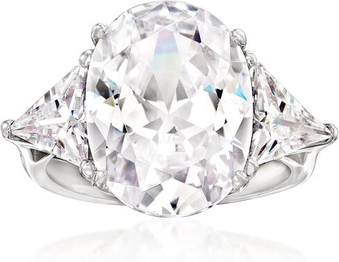 Ross-Simons 10.00 ct. t.w. Oval and Trillion-Cut CZ Ring in Sterling Silver in Saudi Arabia