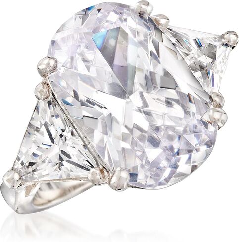 Ross-Simons 10.00 ct. t.w. Oval and Trillion-Cut CZ Ring in Sterling Silver in Saudi Arabia