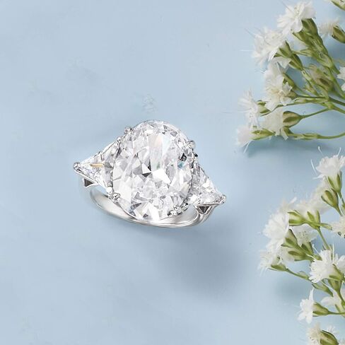 Ross-Simons 10.00 ct. t.w. Oval and Trillion-Cut CZ Ring in Sterling Silver in Saudi Arabia