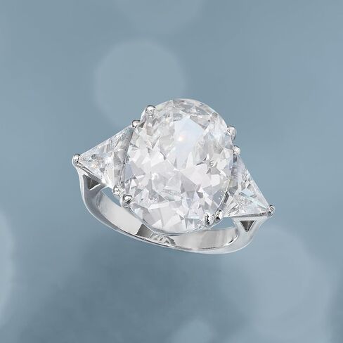 Ross-Simons 10.00 ct. t.w. Oval and Trillion-Cut CZ Ring in Sterling Silver in Saudi Arabia